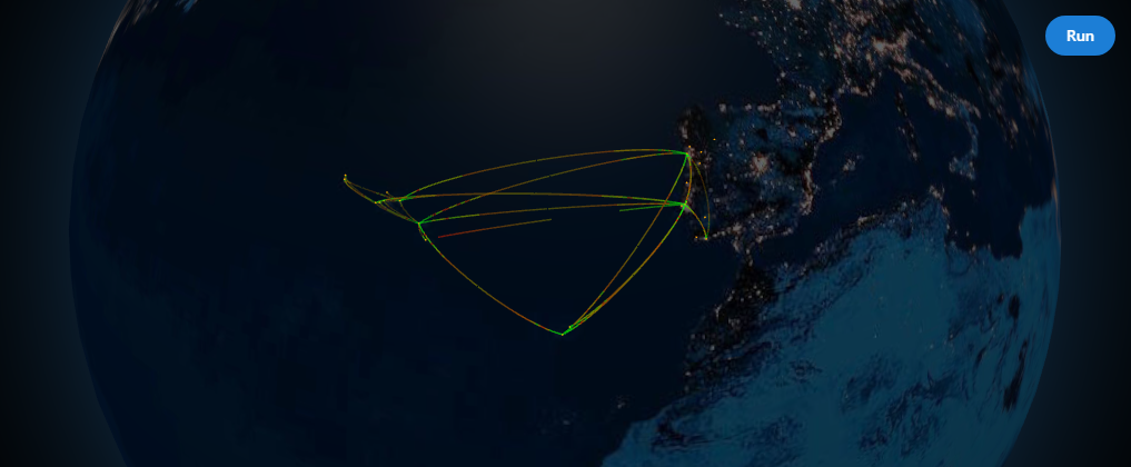 Airline routes globe